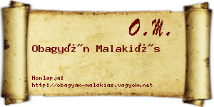 Obagyán Malakiás névjegykártya